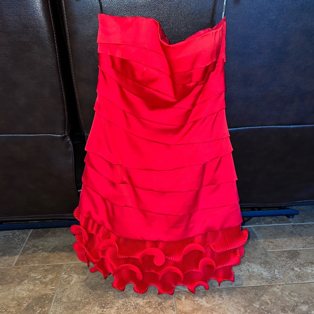 Phoebe Couture strapless red dress